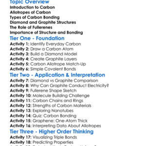 Structure And Bonding In Carbon Worksheet Activity Booklet