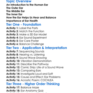 Structure And Function Of Ear Worksheet Activity Booklet