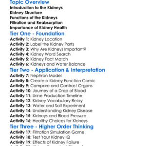 Structure And Function Of Kidneys Worksheet Activity Booklet
