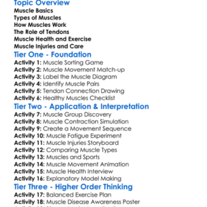 Structure And Function Of Muscles Worksheet Activity Booklet