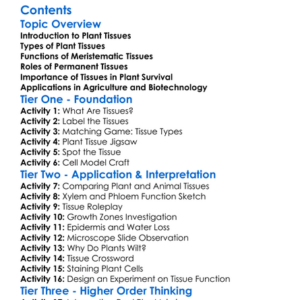 Structure And Function Of Plant Tissues Worksheet Activity Booklet