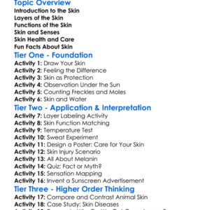Structure And Function Of Skin Worksheet Activity Booklet