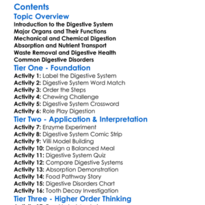 Structure And Function Of The Digestive System Worksheet Activity Booklet