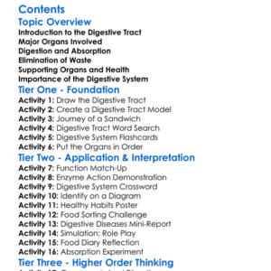 Structure And Function Of The Digestive Tract Worksheet Activity Booklet