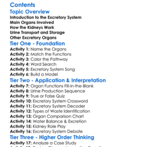 Structure And Function Of The Excretory System Worksheet Activity Booklet