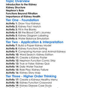 Structure And Function Of The Kidney Worksheet Activity Booklet