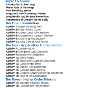 Structure And Function Of The Lungs Worksheet Activity Booklet