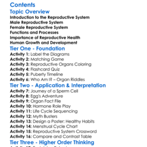 Structure And Function Of The Reproductive System Worksheet Activity Booklet