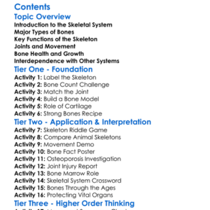 Structure And Function Of The Skeletal System Worksheet Activity Booklet