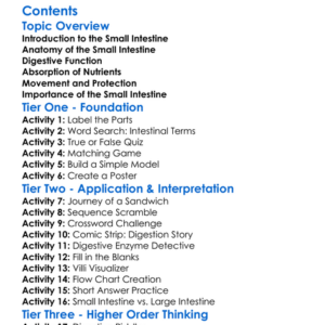 Structure And Function Of The Small Intestine Worksheet Activity Booklet