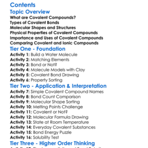 Structure And Properties Of Covalent Compounds Worksheet Activity Booklet