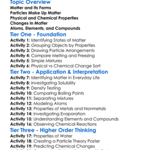 Structure And Properties Of Matter Worksheet Activity Booklet