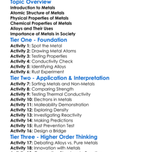 Structure And Properties Of Metals Worksheet Activity Booklet