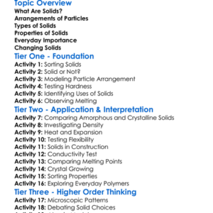 Structure And Properties Of Solids Worksheet Activity Booklet
