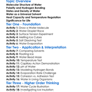 Structure And Properties Of Water Worksheet Activity Booklet