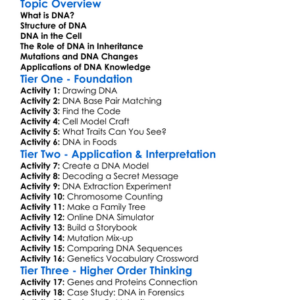 Structure And Role Of Dna Worksheet Activity Booklet