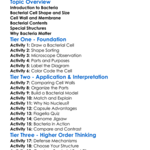 Structure Of Bacteria Worksheet Activity Booklet