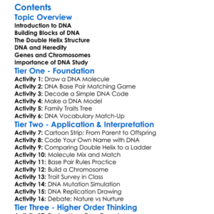 Structure Of Dna And Its Role In Heredity Worksheet Activity Booklet