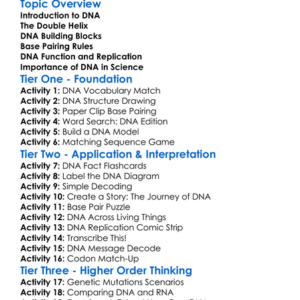 Structure Of Dna Worksheet Activity Booklet