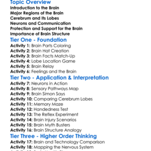 Structure Of The Brain Worksheet Activity Booklet