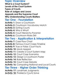 Structure Of The Court System Worksheet Activity Booklet