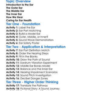 Structure Of The Ear Worksheet Activity Booklet