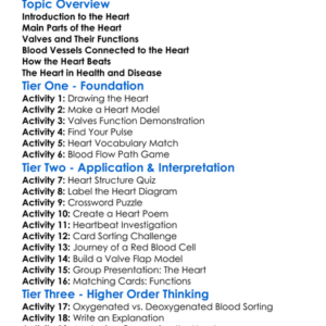 Structure Of The Heart Worksheet Activity Booklet