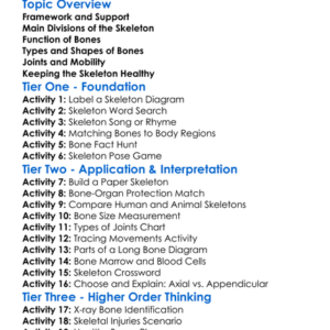 Structure Of The Human Skeleton Worksheet Activity Booklet
