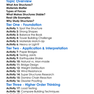 Structures And Stability Worksheet Activity Booklet