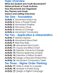 Student And Youth Movements Worksheet Activity Booklet