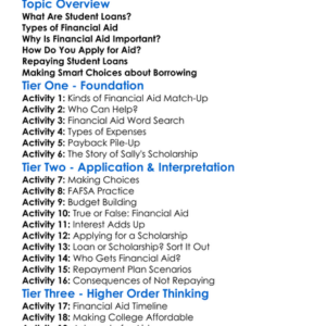 Student Loans And Financial Aid Worksheet Activity Booklet