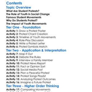 Student Protests And Youth Movements Worksheet Activity Booklet