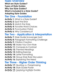 Style Guides Worksheet Activity Booklet