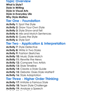 Style Worksheet Activity Booklet