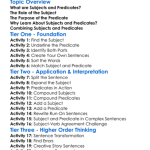 Subject And Predicate Worksheet Activity Booklet