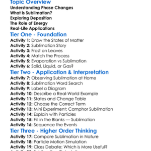 Sublimation And Deposition Worksheet Activity Booklet