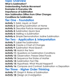 Sublimation Worksheet Activity Booklet