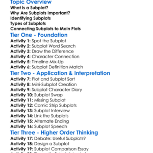 Subplot Worksheet Activity Booklet