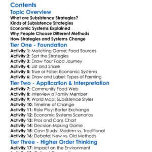 Subsistence Strategies And Economic Systems Worksheet Activity Booklet