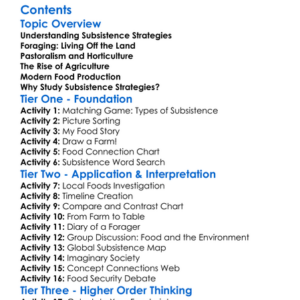 Subsistence Strategies And Food Production Worksheet Activity Booklet