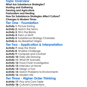 Subsistence Strategies Worksheet Activity Booklet
