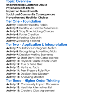 Substance Abuse And Human Health Worksheet Activity Booklet