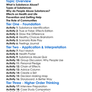 Substance Abuse And Its Effects Worksheet Activity Booklet