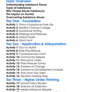 Substance Abuse And Society Worksheet Activity Booklet