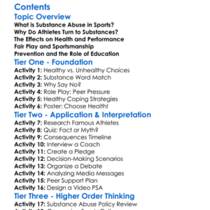 Substance Abuse Prevention In Sports Worksheet Activity Booklet
