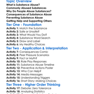 Substance Abuse Worksheet Activity Booklet