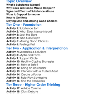 Substance Misuse Support Worksheet Activity Booklet