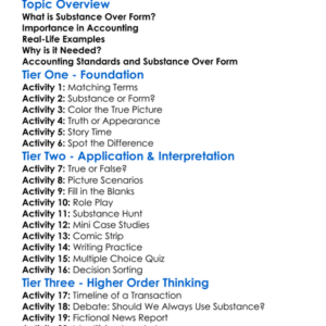 Substance Over Form Worksheet Activity Booklet