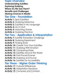 Subtitles And Dubbing Worksheet Activity Booklet