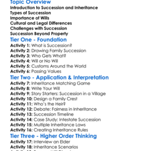 Succession And Inheritance Worksheet Activity Booklet